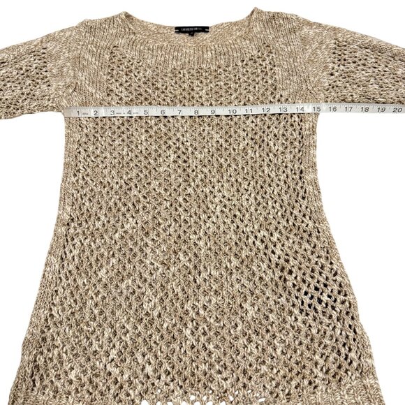 Lafayette 148 New York Open Knit Tan Linen Blend Sweater Size P (0-2) - Picture 5 of 6